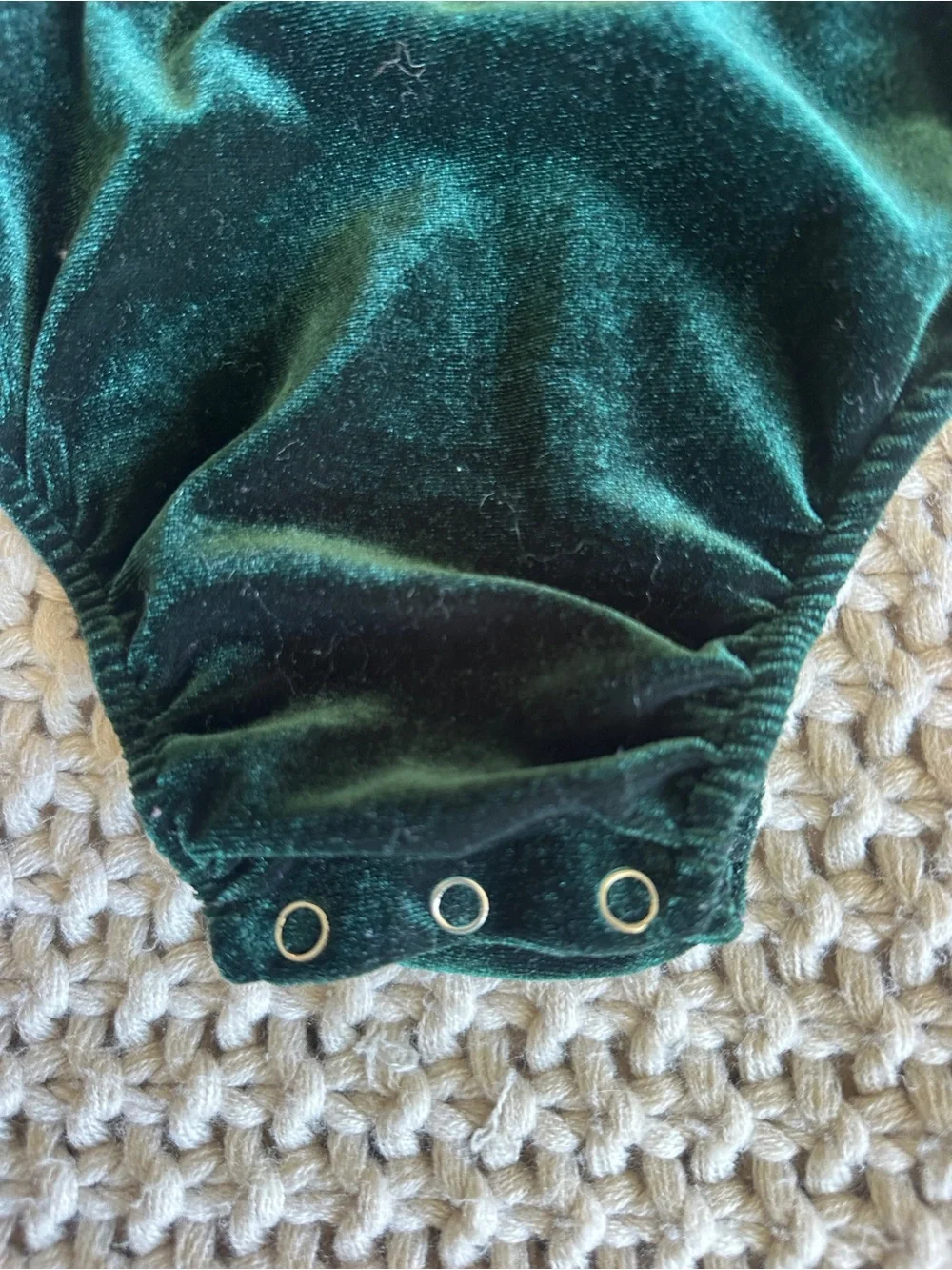 Emerald Velvet Long-Sleeve Baby One-Piece Bodysuit